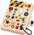 Busy Board with LED Light Switches, Montessori Toys for 1 2 3 Years Old, Toddlers Wooden Toy Sensory Activity Board