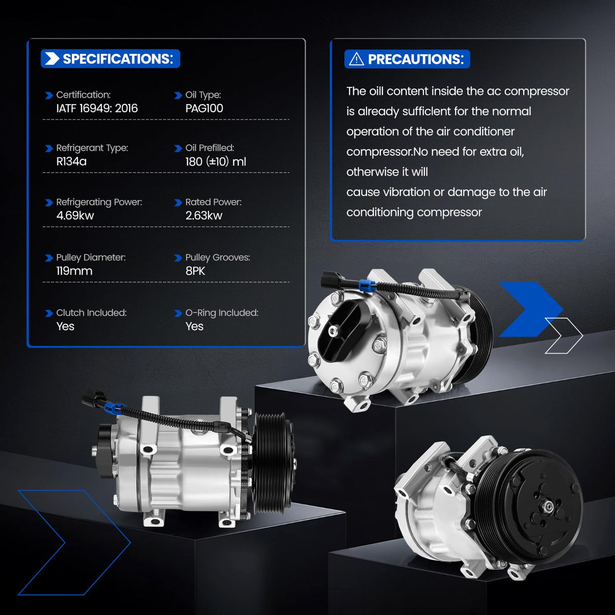 SYKRSS 58784 Air Conditioning AC Compressor with Clutch for Freightliner