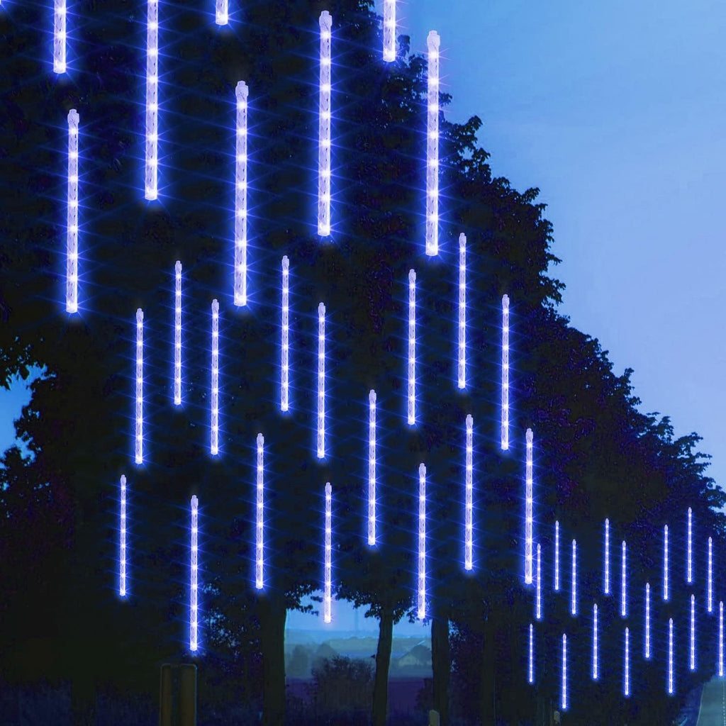 Meteor Shower Rain Lights, 288 LED Christmas Lights Icicle Snow Falling Halloween Light Outdoor Raindrop Light, 30cm