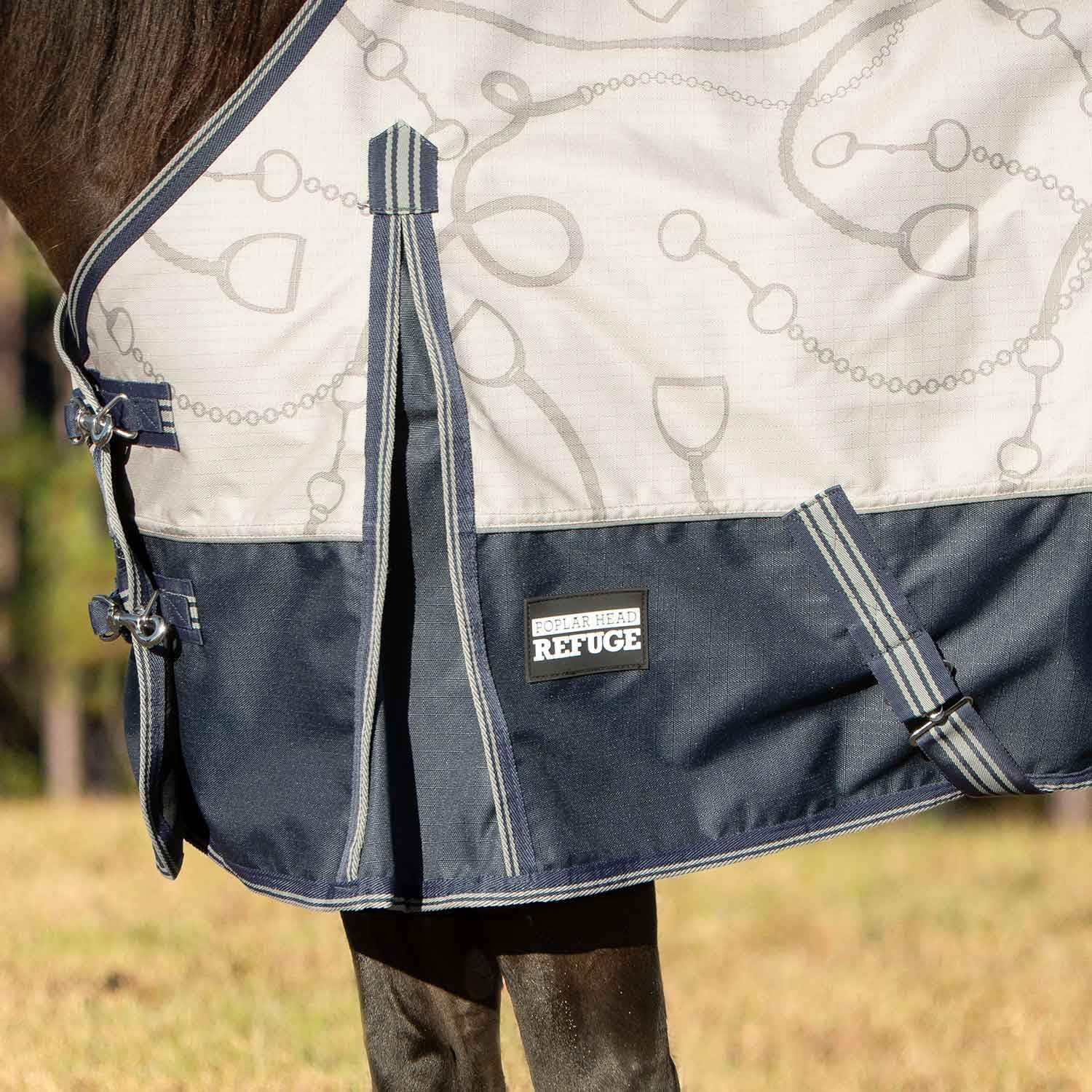 Poplar Head 1200 Denier Turnout Sheet for Horses, 0g Polyfill, 72"- Waterproof Lightweight Horse Blanket, Adjustable