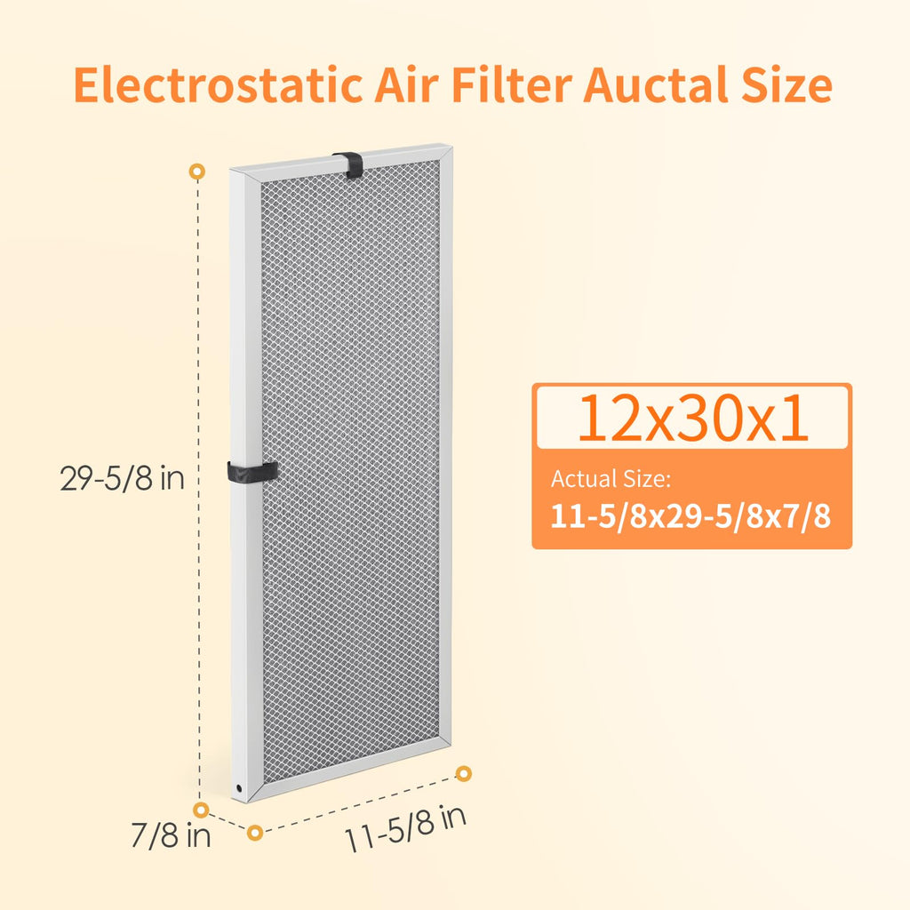2-Pack 12x30x1 MERV 8 Reusable HVAC Electrostatic Furnace Filters