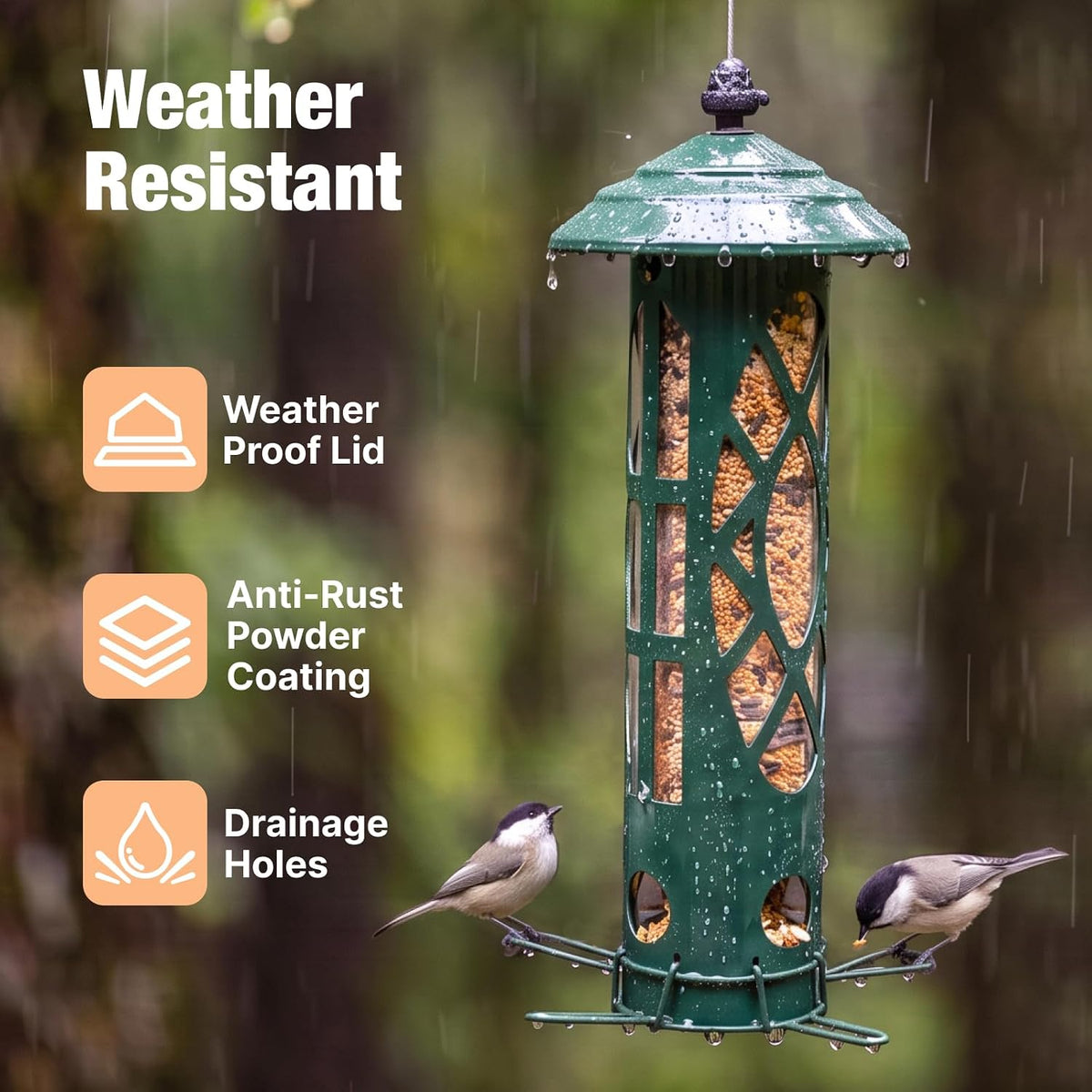Squirrel Proof Bird Feeders for Outdoors Hanging, Holds Up to 3.5 lb