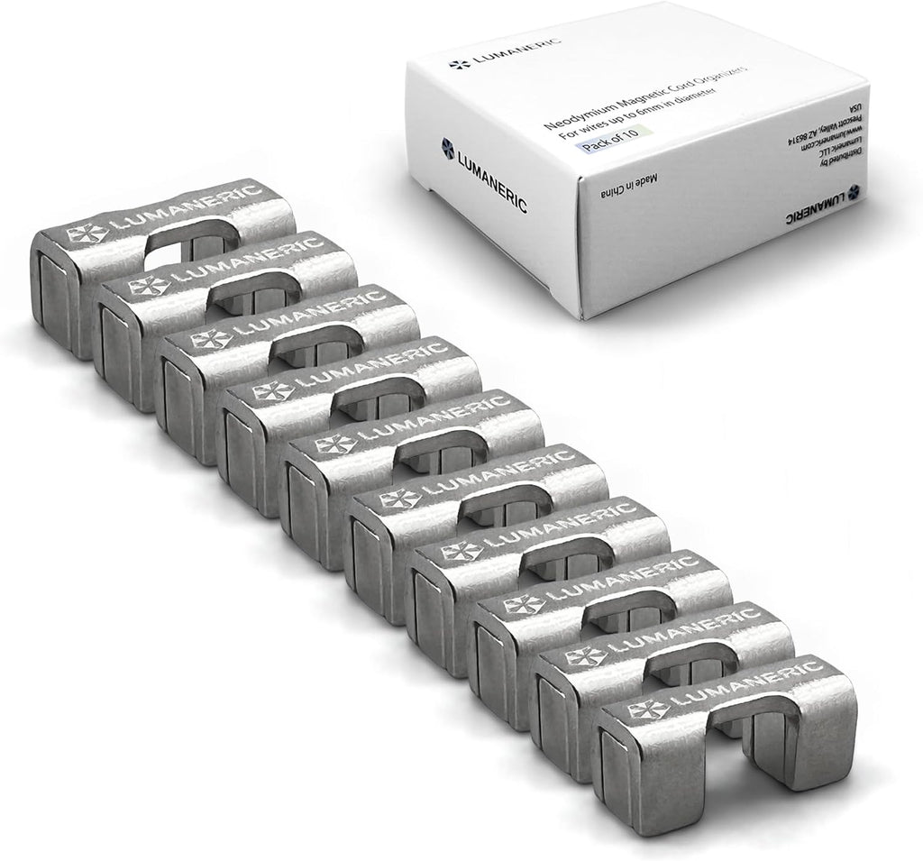 Magnetic Cord Holder, Heavy Duty Neodymium Magnets for Cord Management (10-Pack, Silver) No Adhesives or Cable Ties