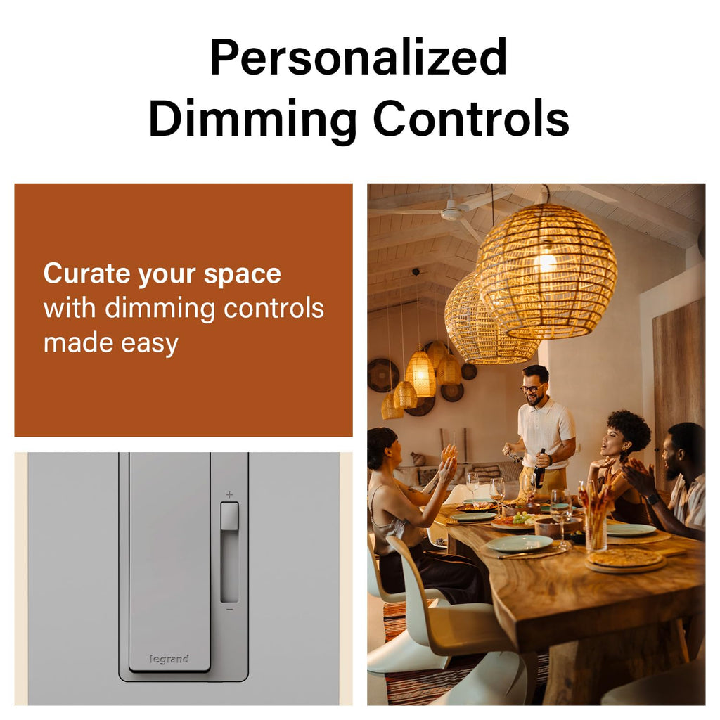 Legrand Radiant 150W LED Dimmer Light Switch 3-Way Rocker Gray 1 Pack