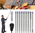 12.6 FT Telescopic Gutter Cleaning Tool from The Ground, 10-Section Adjustable Length with Two Different Brushes for