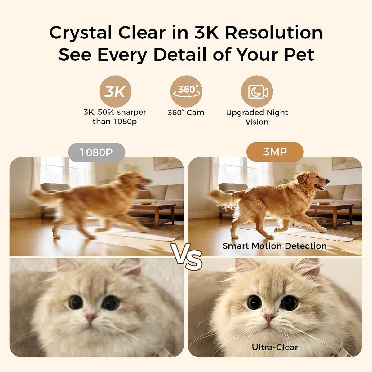 2026 3K Pet Camera Treat Dispenser, 32ft Remote Tossing for Dogs & Cats – Reduces Separation Anxiety, 360° View