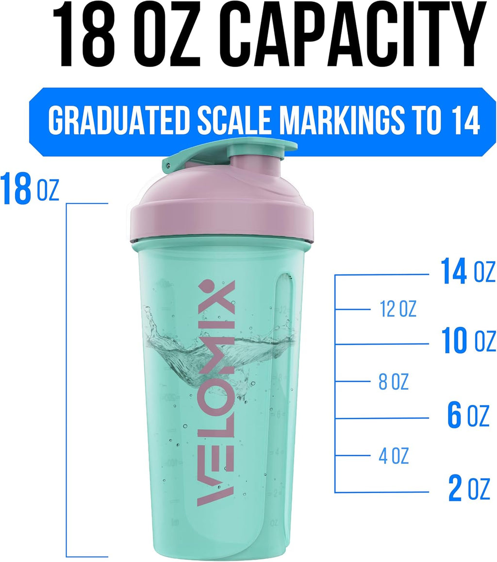 3 Pack 14oz Protein Shaker Bottle for Protein Mixes, Mixed Colors | 3x Wire Whisk, Leak Proof Shaker Cups for Protein