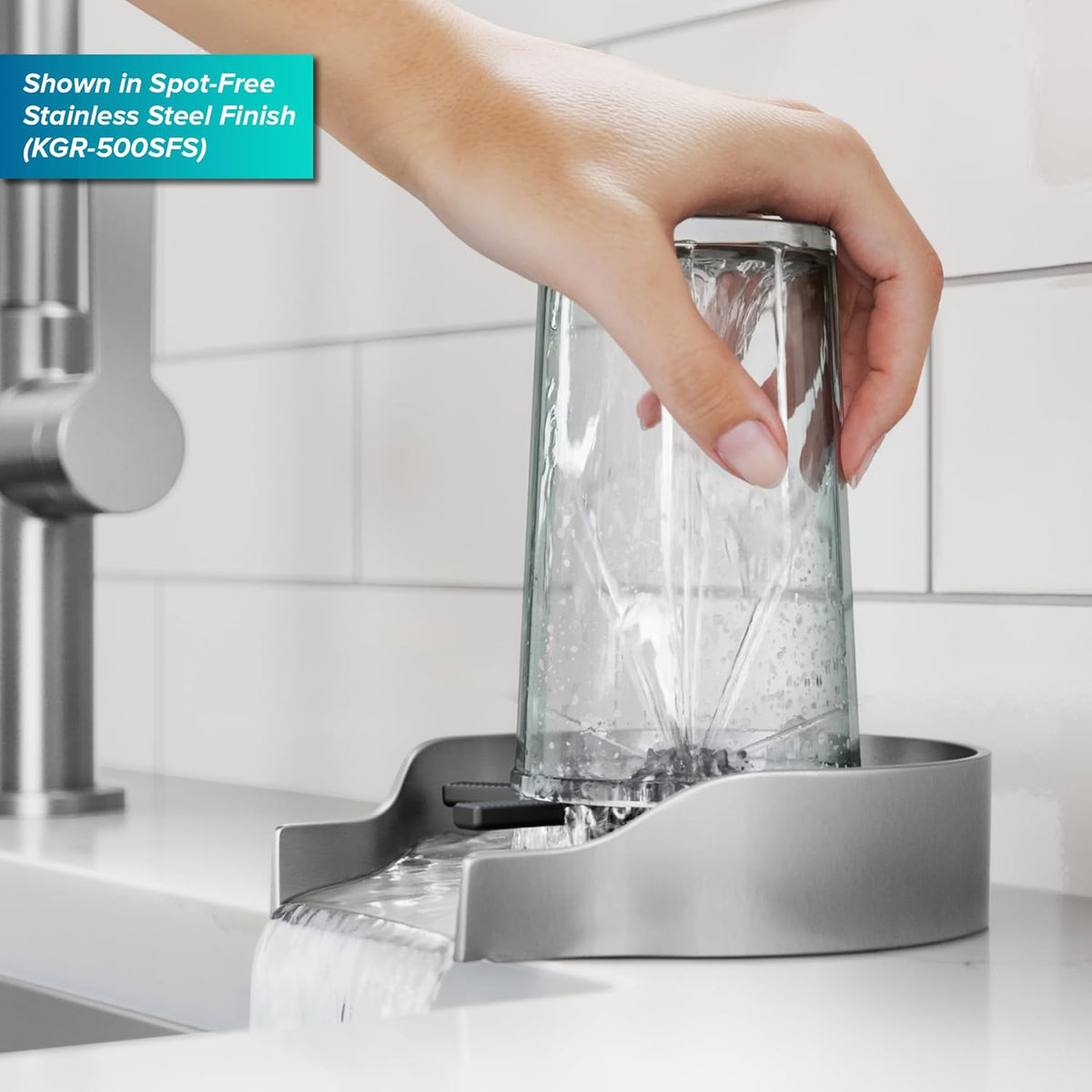 CleanMate Glass Rinser for Kitchen Sink in Spot-Free Brushed Brass Color Finish, KGR-500SFBB