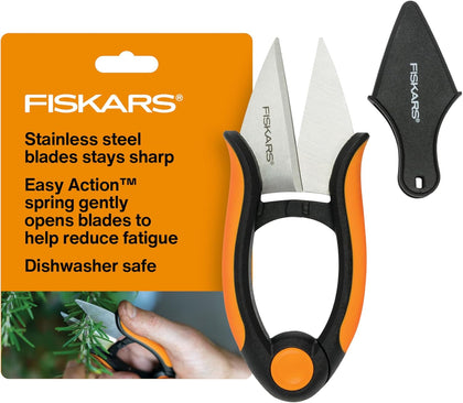 Herb Garden Scissors, 5" Garden Shears, Handheld Herb Snips with Sheath and SoftGrip Handle, Dishwasher Safe