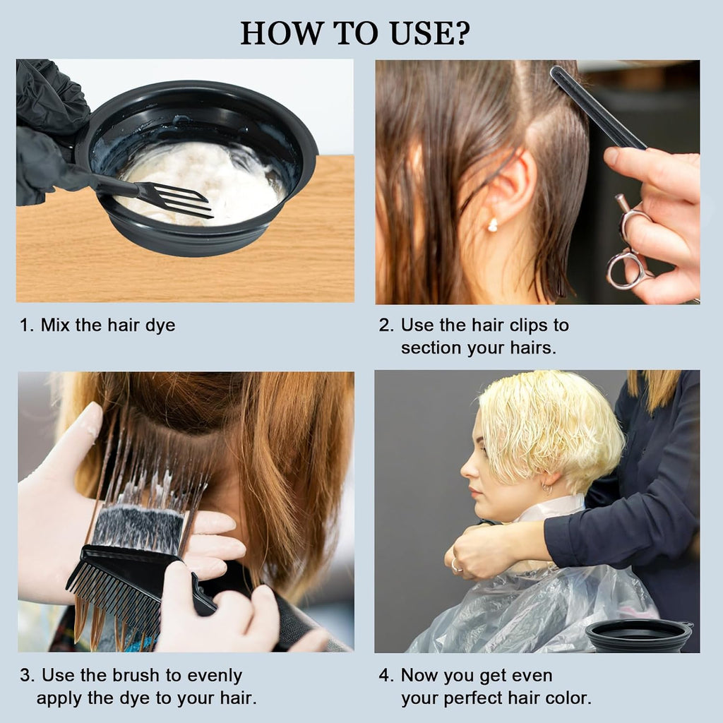 21Pcs Hair Dye Kit Professional Hair Coloring Products with Hair Dye Brush, 350ml Hair Color Bowl, Hair Clips