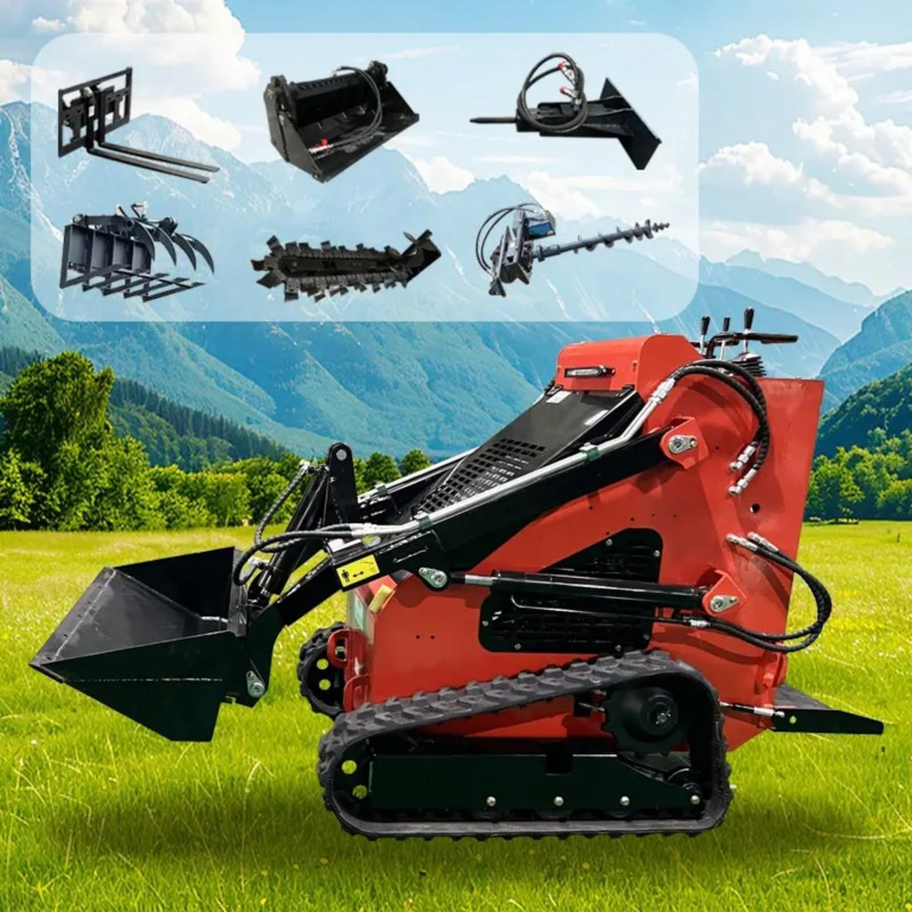Mini Skid Steer Loader Front End Loader with Heavy Duty Hydraulic System, Triple Pump Track Loaders for Excavation