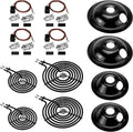 WB30M1 WB30M2 Electric Stove Burners & WB17T10006 Terminal Block Kit & WB31M19 WB31M20 Black Porcelain Burner Drip Pans Set Fit for G-E Ken-More Hot-Point Electric Range Burner Set by Fetechmate