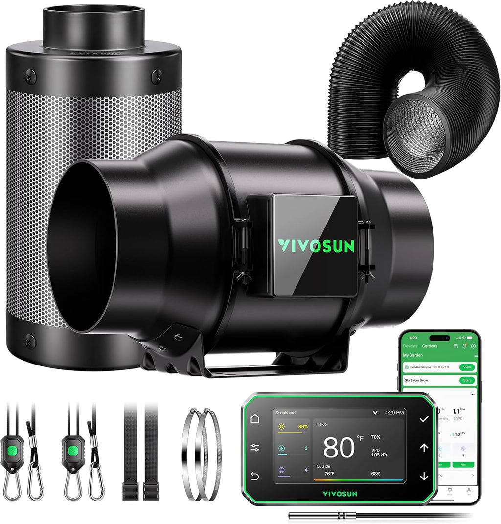 G6 Smart Filtration Kit, Inline Fan, Controller, Carbon Filter,Duct | AeroZesh Inline Fan, E42A+ Enviroment