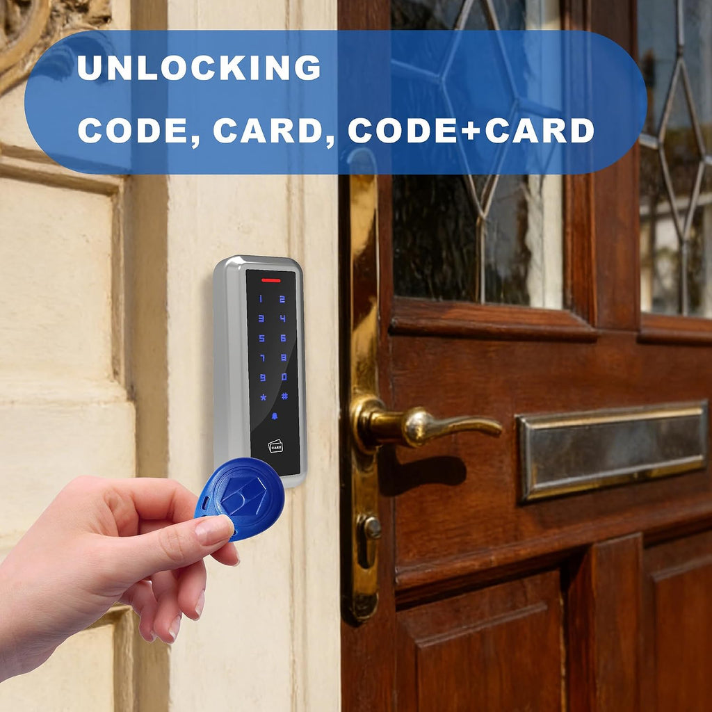 Metal RFID Door Access Control Keypad with Wiegand 26 bit Output | Touch Keypad Waterproof for Rental Home Office