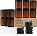 12 Pack, 8 OZ Dark Amber Candle Jars for Making Candle - Thick Glass Jars with 12 Metal & 12 Plastic Lids - Empty