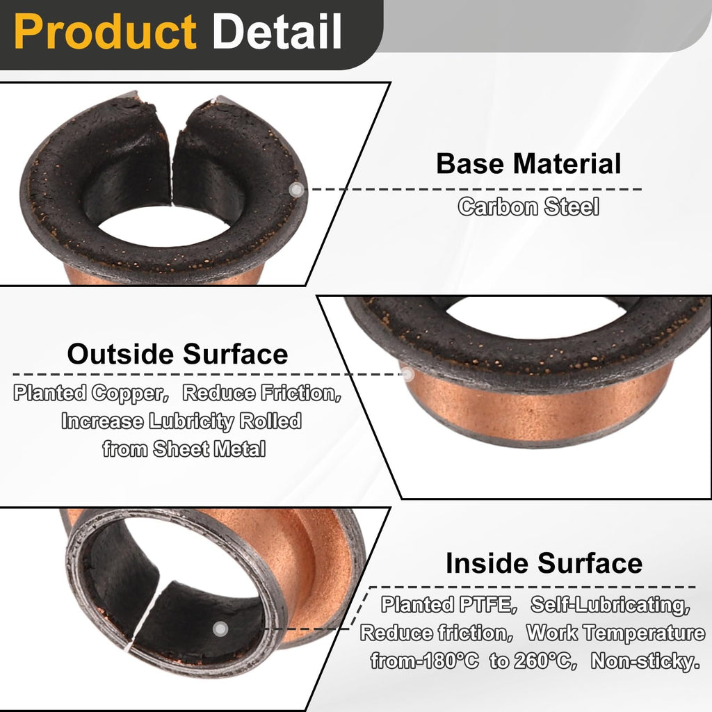 uxcell 60Pcs Flanged Sleeve Bearings, 7mm Bore x 9mm OD x 5mm Length