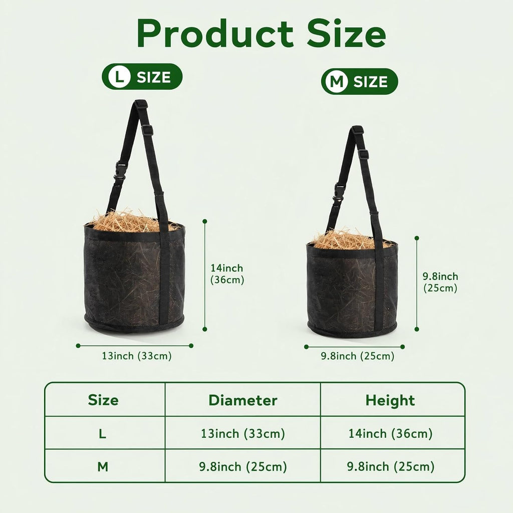 Mesh Horse Feed Bag – Portable Hay Bucket with Adjustable Strap, Durable & Breathable, Reduces Feed Waste for