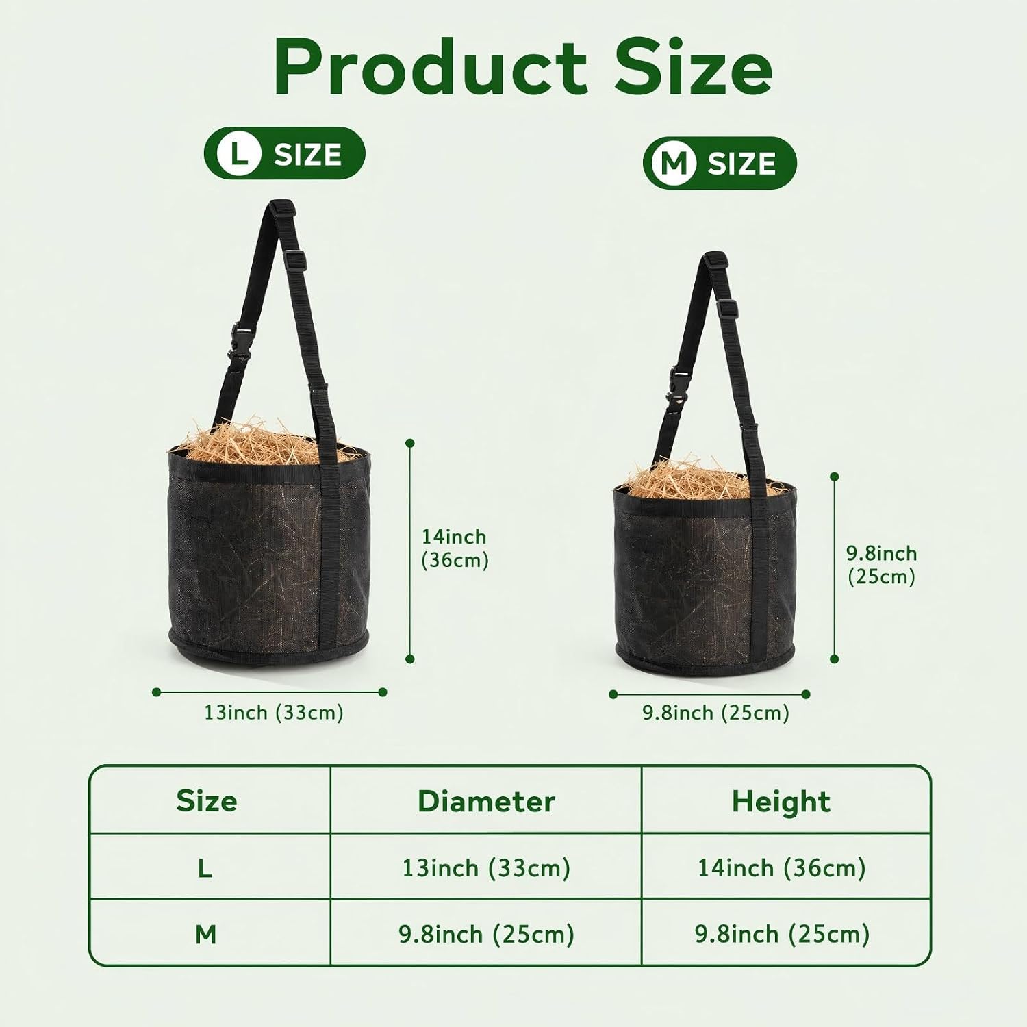 Mesh Horse Feed Bag – Portable Hay Bucket with Adjustable Strap, Durable & Breathable, Reduces Feed Waste for