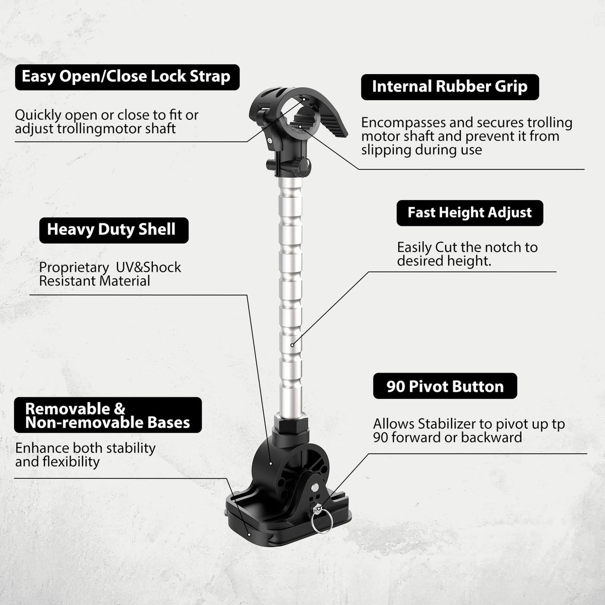 MKA-60 1862060 Trolling Motor Stabilizer Mount, Black, 1 pack