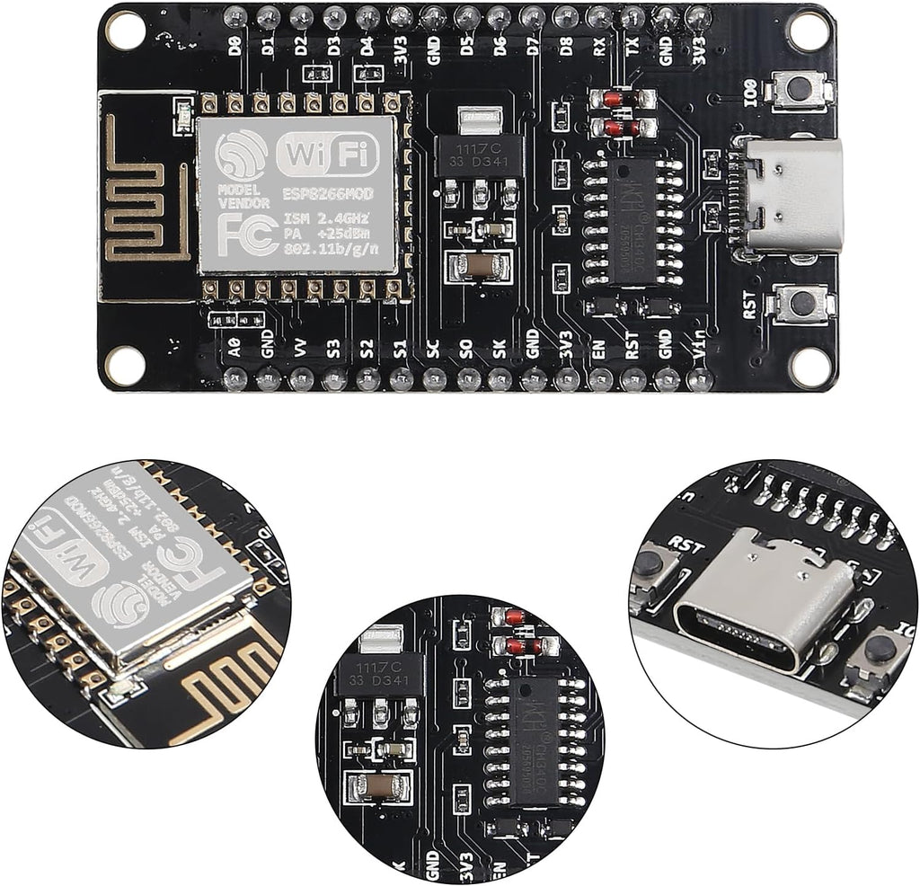 AITRIP 10PCS Type-C USB ESP8266 Serial Wireless Module CH340 ESP-12E NodeMCU LUA WiFi V3 Internet Development Board Compatible with Arduino IDE, Micropython
