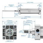 BAOMAIN Pneumatic Air Cylinder 2" Bore 1" Stroke SC50x25