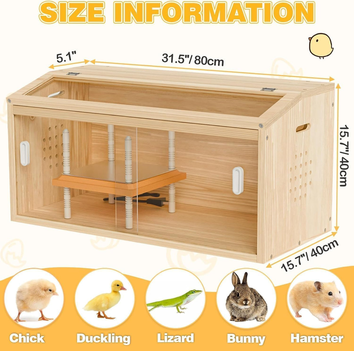 Brooder Box for Chicks Wooden Chick Brooder for Baby Chicks, Ducks