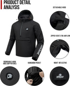 Motorcycle Jacket for Men, CE Certified 3-in-1 Riding Hoodie | CE Level 2 Armor, EVA Back Protector, Removable Liner
