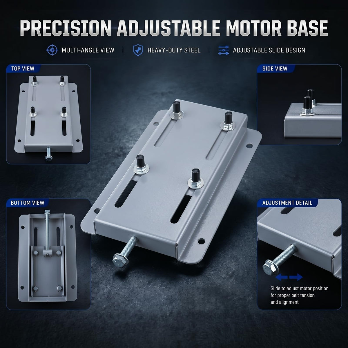 Moxweyeni Electric Motor Base Mount Slide Plate for 56 Frame Belt Tension