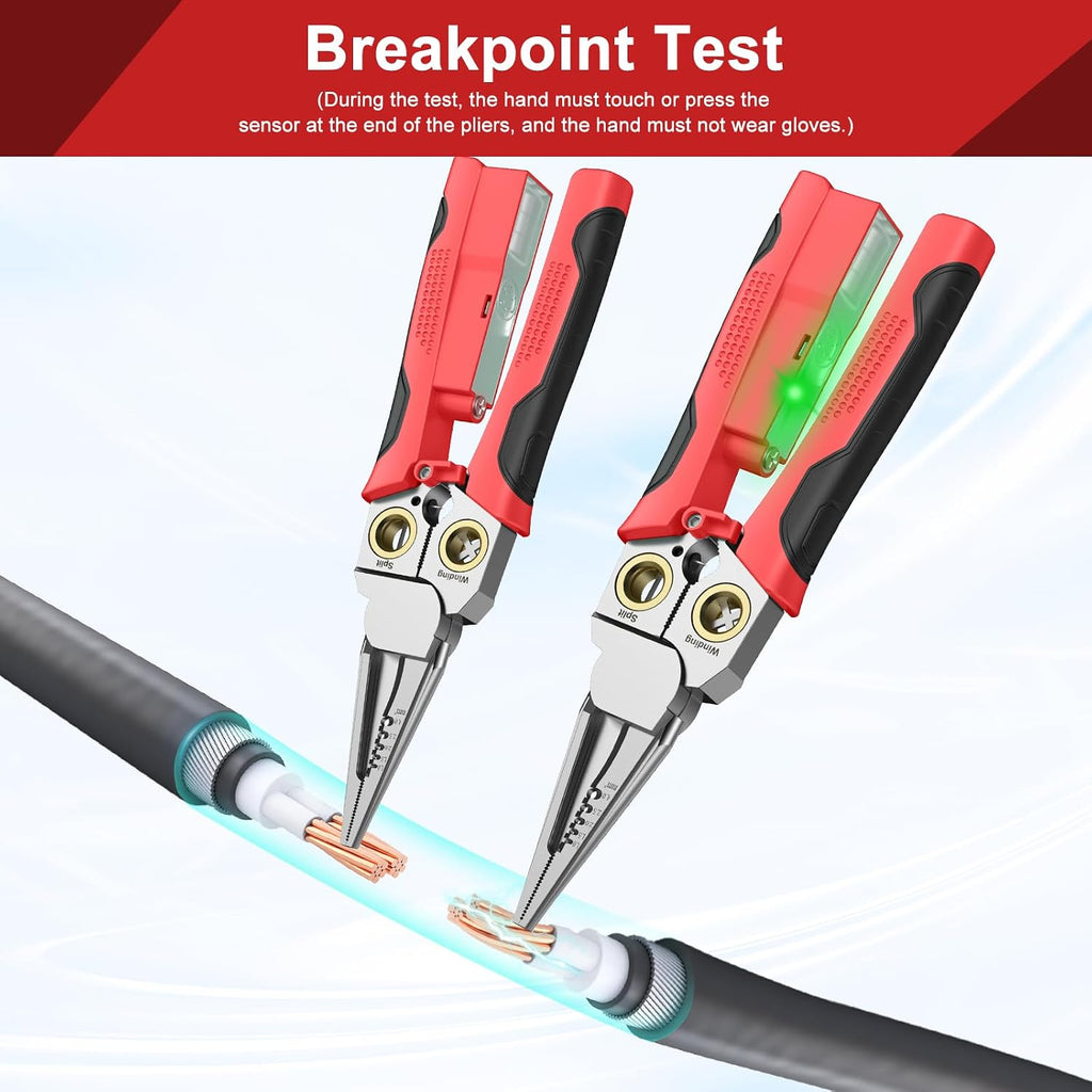 Pro 8-in-1 Wire Stripper/Cutter with Voltage Tester & Dual Alarms - Heavy Duty 12-250V AC/DC Electrical Tester for