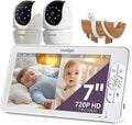 BM01 7" HD Split-Screen Baby Monitor, Video Baby Monitor with 2 Cameras and Audio, No WiFi Monitor with a Flexible