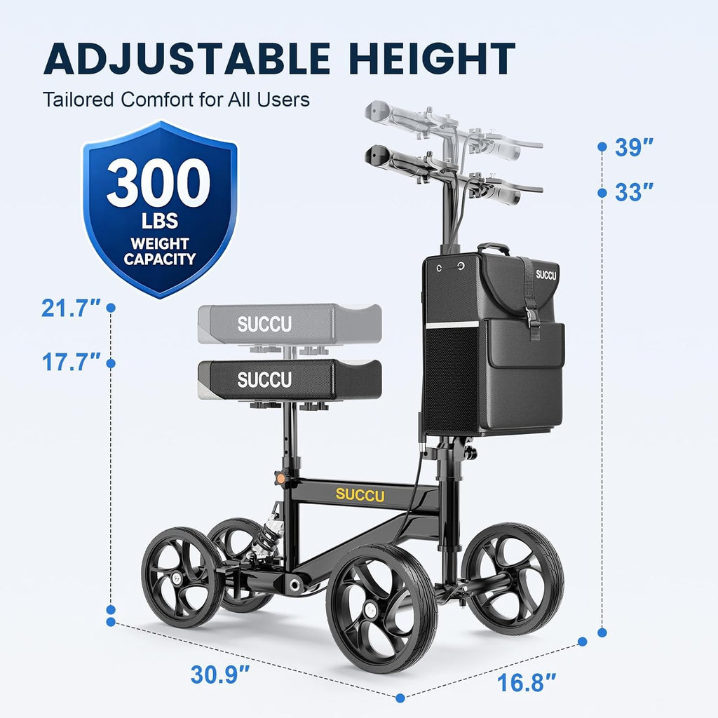 Knee Scooter for Adults for Foot Injuries, Foldable Adjustable Height