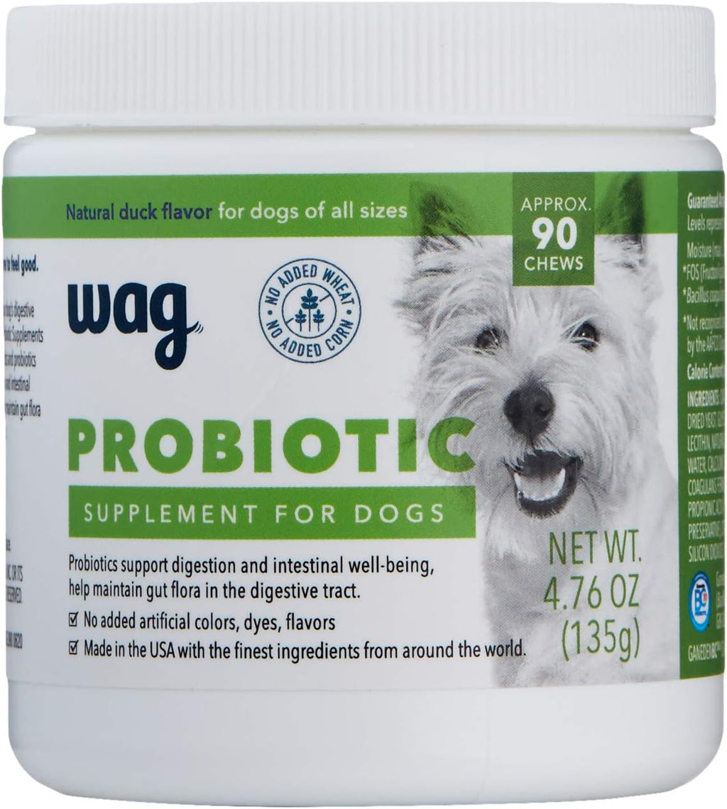 Amazon Brand - Wag Probiotic Supplement Daily Chews for Dogs, Supports Digestion and Gut Health, Natural Duck Flavor