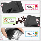 100 Pack Black Mylar Packaging Bags Odor Proof Resealable Bags