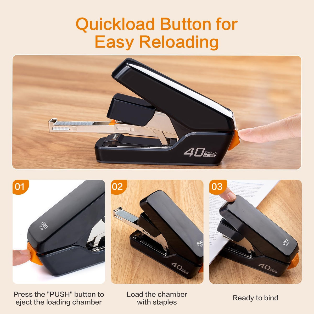 Stapler, Effortless Staplers for Desk, Heavy Duty Staplers, Black