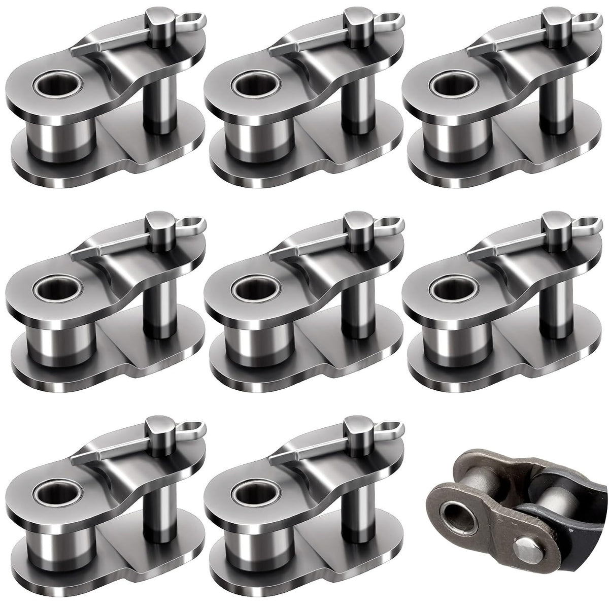 #40 8 PCS Roller Chain Offset Half Link, Carbon Steel Half Link Crank Link for 08A Chain