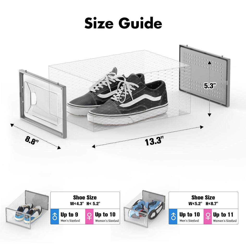 Shoe Storage Box, 15 Pack Clear Plastic Stackable Organizer for Closet, Interlocking Design Shoes Container Bins for