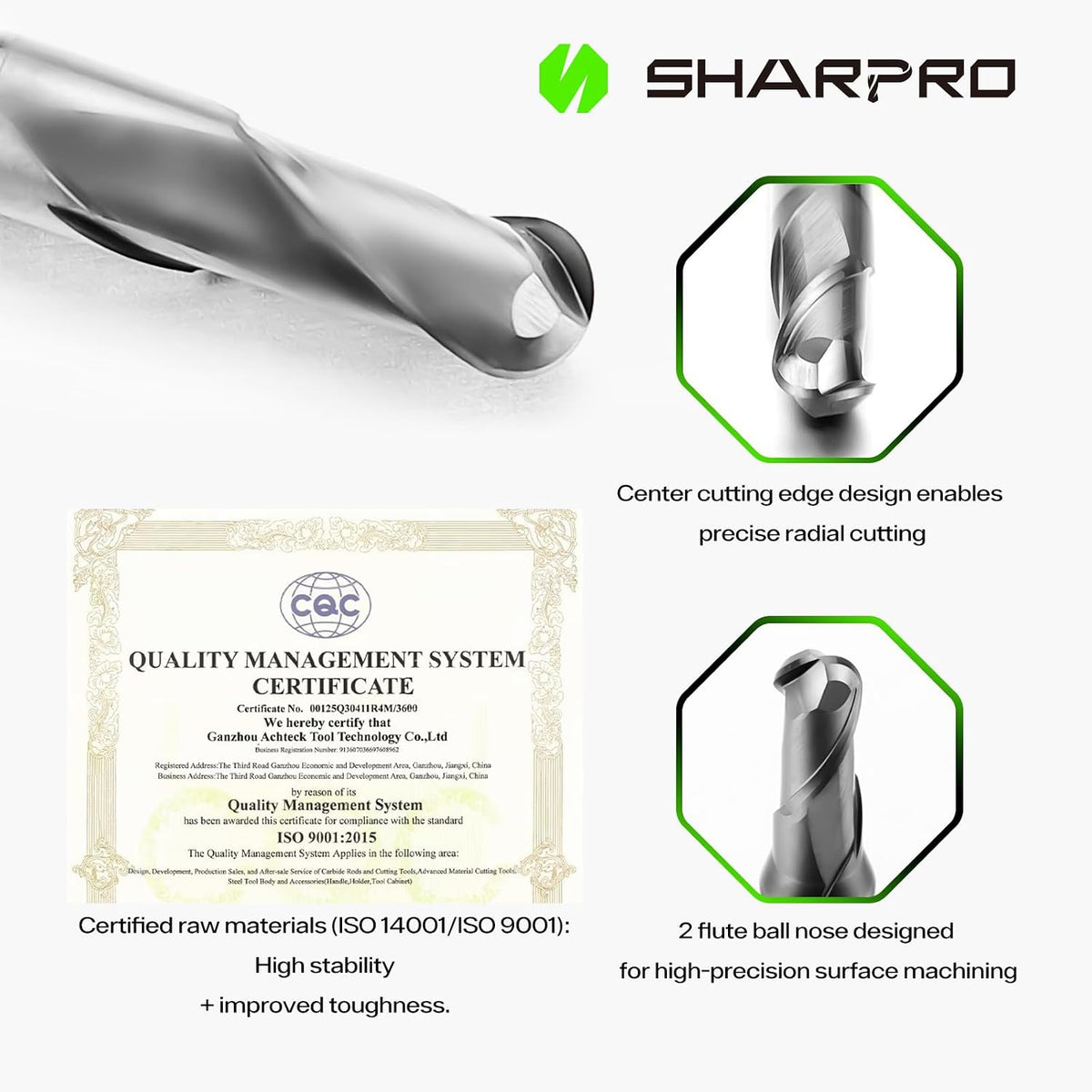 4mm Carbide Ball Nose End Mill Bits, 2Flute 4mm Shank Solid Carbide