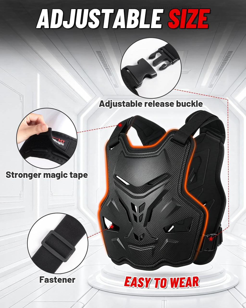 Adult Chest Protector, Upgraded Lightweight Dirt Bike Body Armor with Adjustable Straps, Impact Resistant Motorcycle