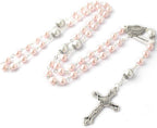 Catholic Miraculous Medal Rosary Glass Pearl Beads with Gift Box