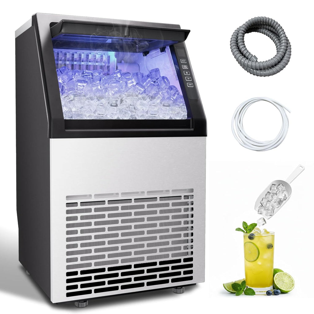 100lbs/24H Commercial Ice Maker Machine with 18-33lbs Ice Storage