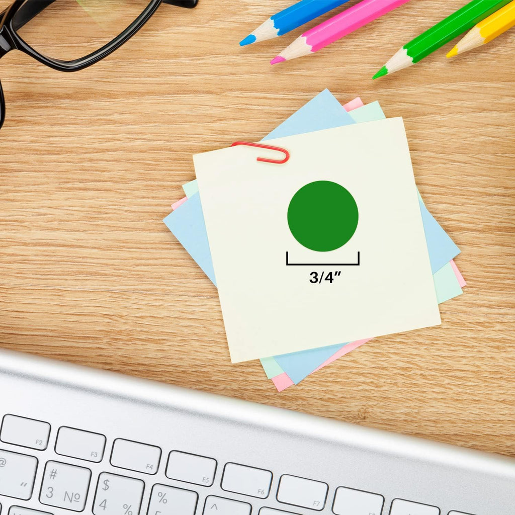 Green Dot Stickers, 3/4 Inch Removable, 1000/Roll