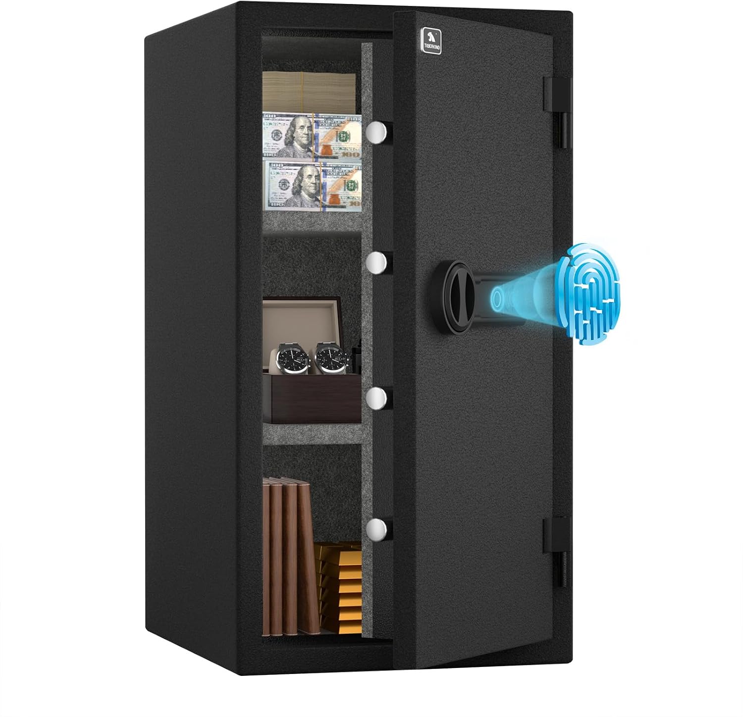Biometric Fingerprint Fireproof Safe for Home Office | 3.47 Cu Ft Solid Steel Security Safe with Removable Shelf
