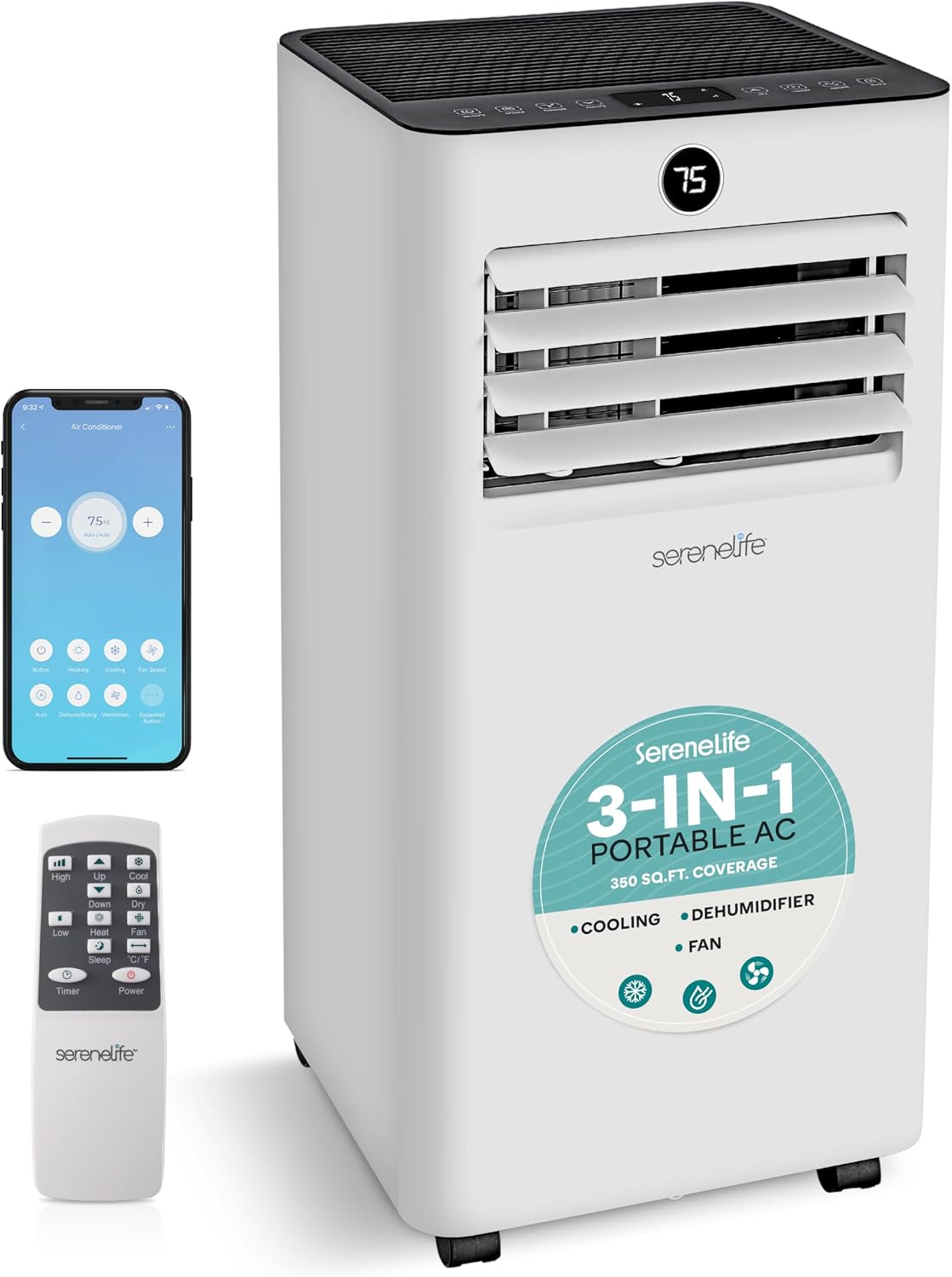 8000 BTU Portable Air Conditioner, Small AC with Dehumidifier and Fan, Wifi Function, Mini AC Unit with 350 Sq. Ft.