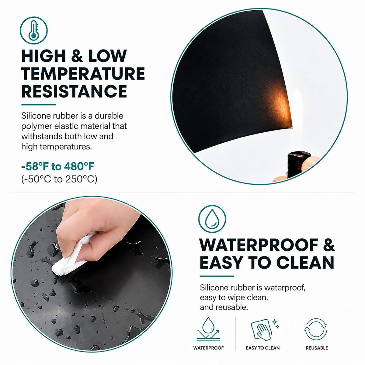 2 Pack Self-Adhesive Rubber Pad Sheet, 6 x 6 inches, Rubber Gasket Sheet