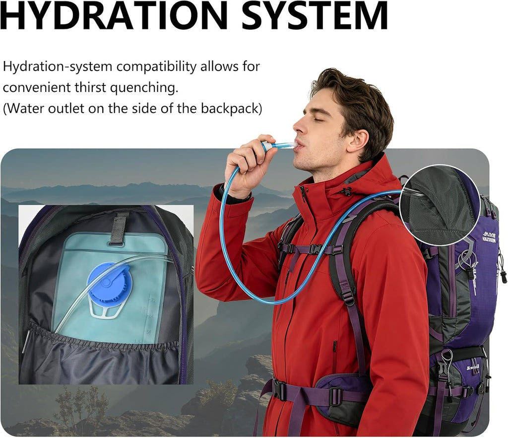 55L Internal Frame Backpack Hiking Backpack for Women Men Backpacking Packs | Waterproof Hiking Daypack for Camping