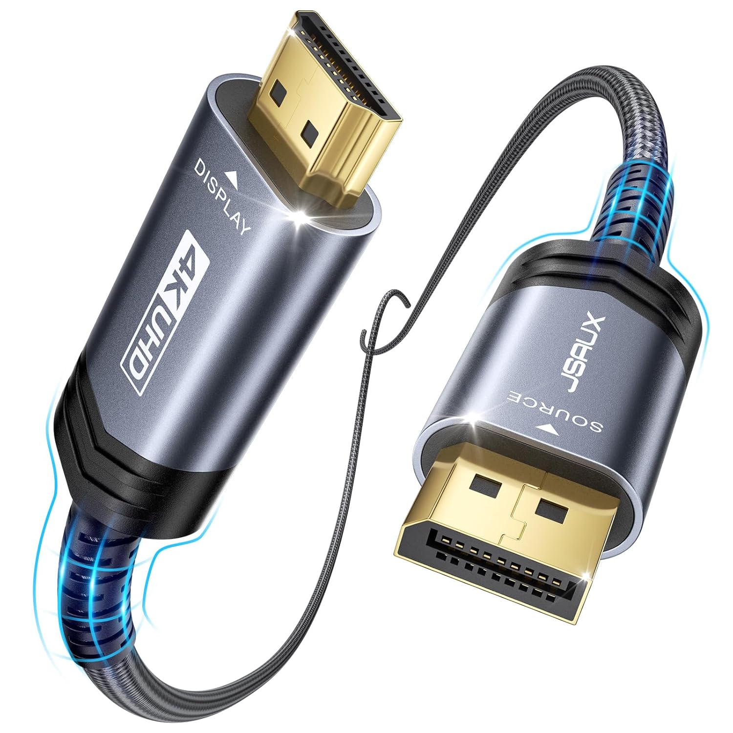 DisplayPort to HDMI Cable 10FT, Uni Directional, DP Source to HDMI Display, UHD 1440P/2K@60Hz, 4K@30Hz, Nylon Cord