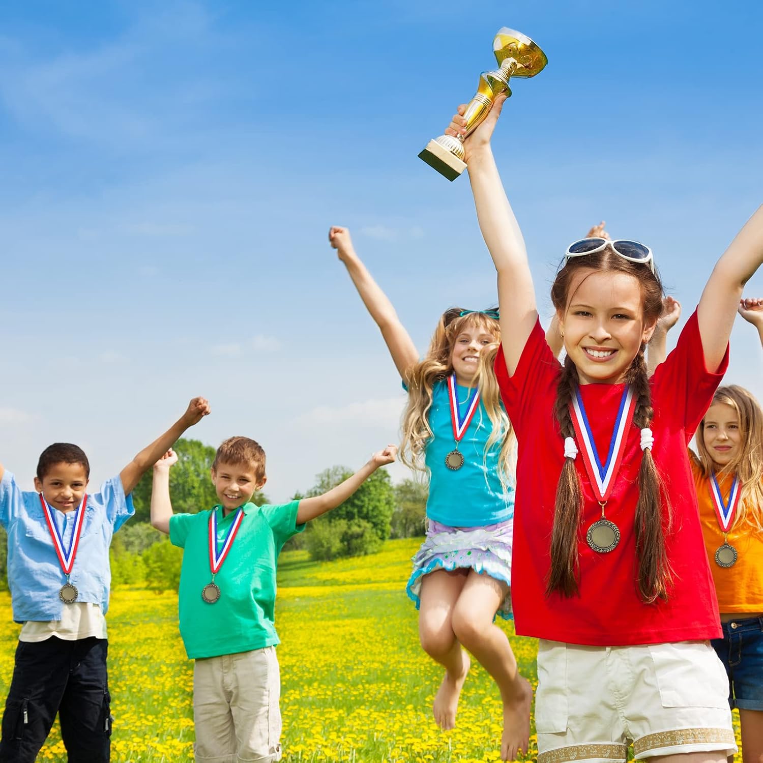 24 Pcs Blank Medals for Awards with Neck Ribbons | Custom Medals Winner Participation Blank Award Make Your Own Kit