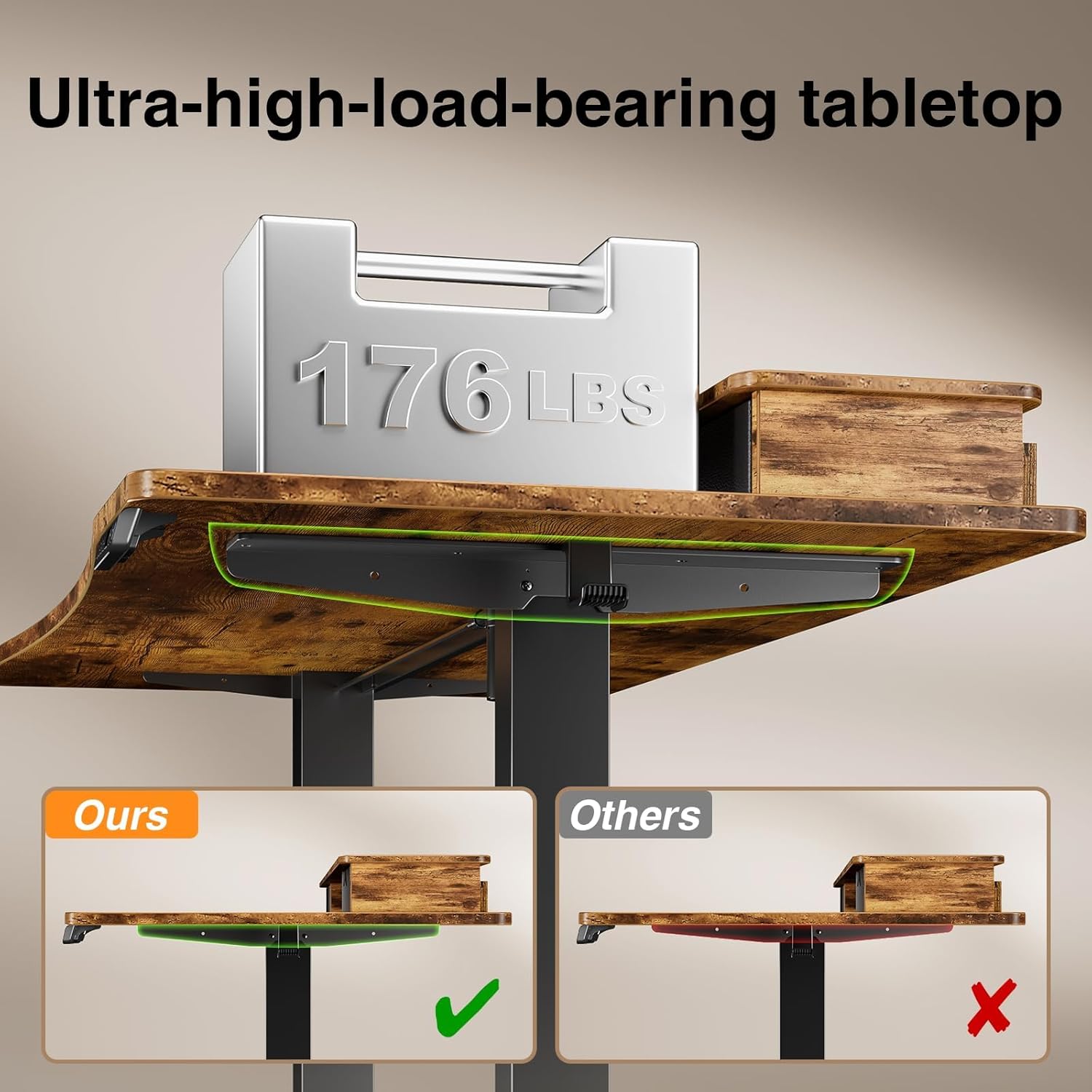 47.2"×27.6" Standing Desk with Storage Drawers, Adjustable Height Computer Table with Monitor Shelf, Home Office Desk