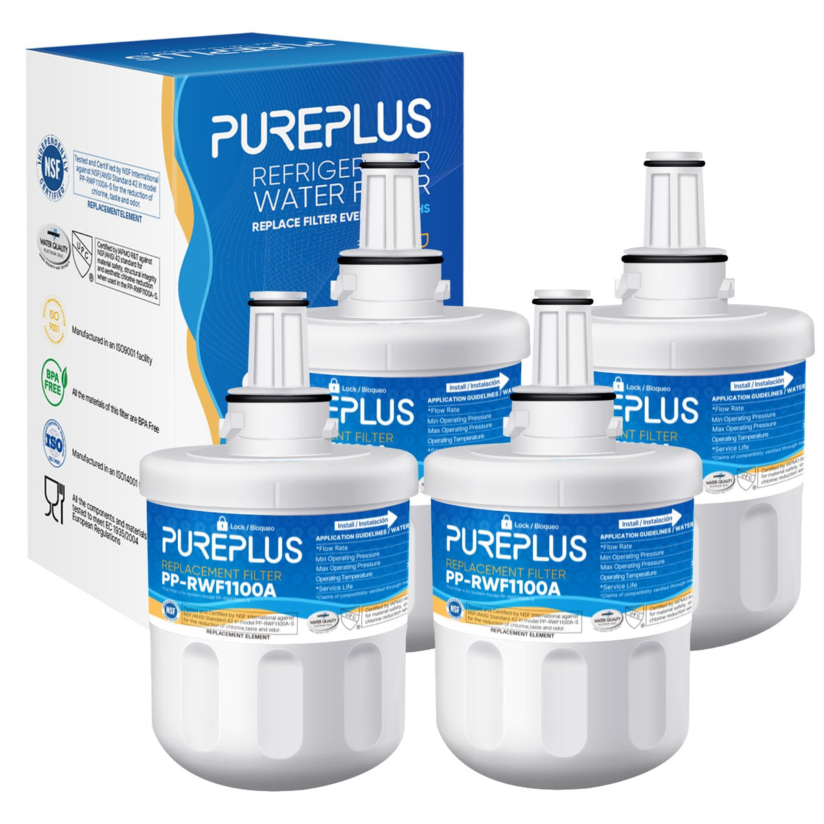 RWF1100A Water Filter Replacement for Samsung DA29-00003G, 4 Pack