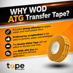 WOD General Purpose ATG Tape, 1/4 inch x 36 yds. (Set of 6 Rolls) Adhesive Transfer Tape Glider Refill Rolls Clear
